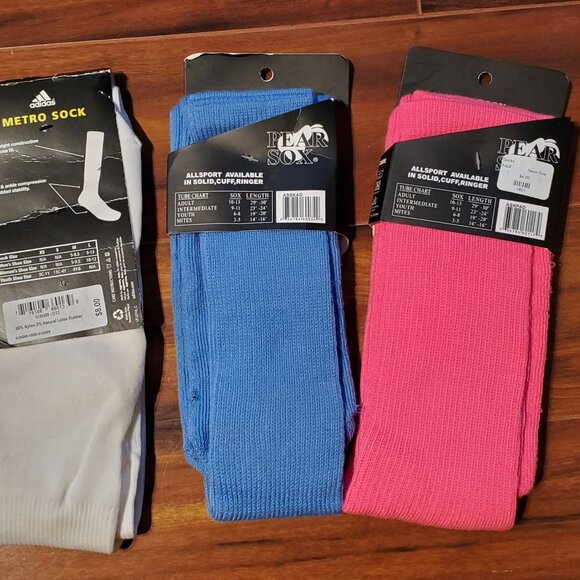 LOT 6 Pairs of Men's Soccer Socks - New and Used - Nike / Addidas / Pear Sox - L - Picture 7 of 16